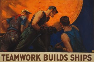 Teamwork builds ships by William Dodge Stevens Oil Painting