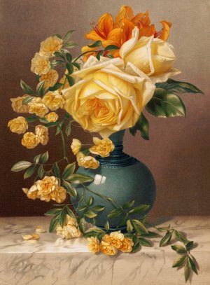 Marchal Niel Roses by William Duffield Oil Painting