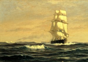Sailing Ship-Off Coast Of Maine by William Edward Norton Oil Painting