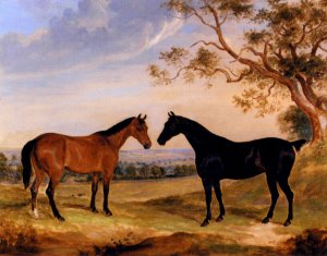 Two Mares in a Landscape by William Edward Webb Oil Painting
