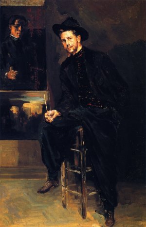 Lendall Pitts in His Paris Studio by William Emile Schumacher Oil Painting
