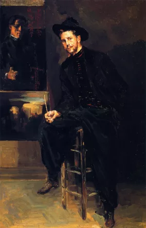 Lendall Pitts in His Paris Studio by William Emile Schumacher Oil Painting
