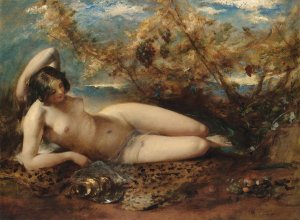 A Young Women Reclining On A Fur Rug by William Etty Oil Painting