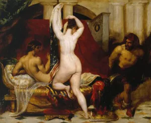 Candaules, King of Lydia, Shews His Wife by Stealth to Gyges, One of His Ministers, as She Goes to Bed painting by William Etty