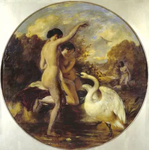 Female Bathers Surprised by a Swan Oil painting by William Etty