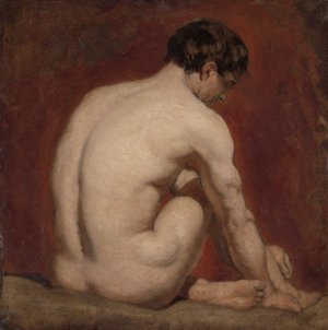 Male Nude, Kneeling, from the Back by William Etty Oil Painting