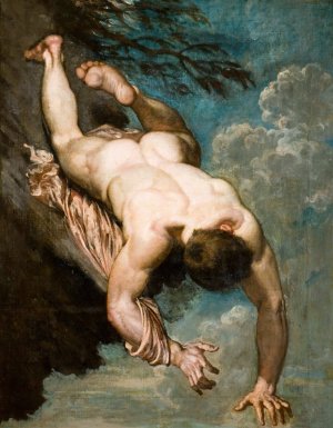Manlius Hurled From The Rock by William Etty Oil Painting