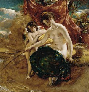 Nymph Angling by William Etty Oil Painting