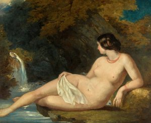 Reclining Female Nude By A Waterfall by William Etty Oil Painting