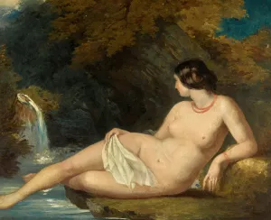 Reclining Female Nude By A Waterfall by William Etty Oil Painting