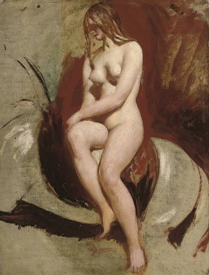 Seated female nude by William Etty Oil Painting