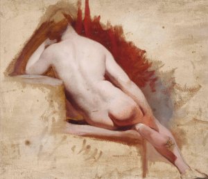 Seated female nude study by William Etty Oil Painting