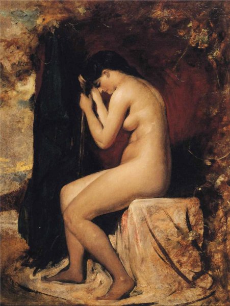 Seated Female Nude by William Etty - Hand-Painted Oil Painting Reproduction