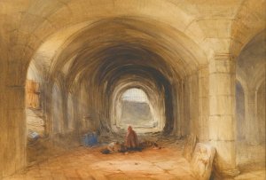 Figures In A Vaulted Passage by William Evans Oil Painting