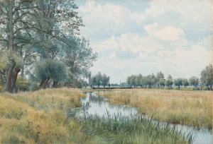 River Landscape near St. Ives, Huntingdonshire by William Fraser Garden Oil Painting