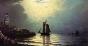 Sailing Vessel off a Rocky Point by William Frederick De Haas Oil Painting