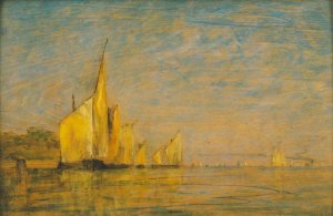 A Group of Boats, Venice by William Gedney Bunce Oil Painting