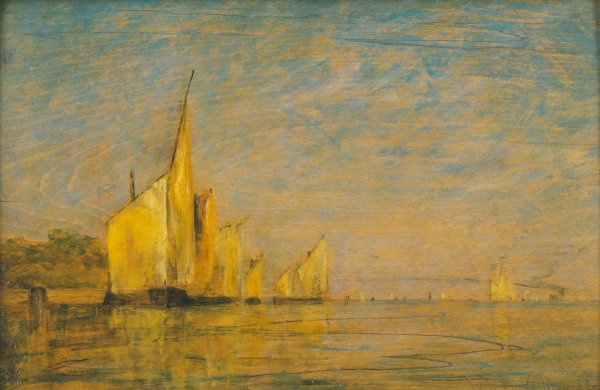 A Group of Boats, Venice by William Gedney Bunce - Hand-Painted Oil Painting Reproduction