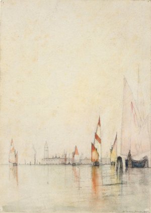 Boats on the Lagoon, Venice by William Gedney Bunce Oil Painting