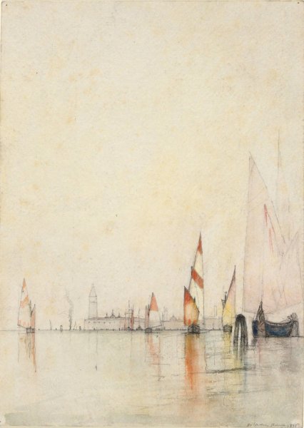 Boats on the Lagoon, Venice  by William Gedney Bunce - Hand-Painted Oil Painting Reproduction