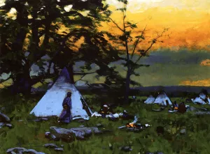 Indian Encampment, Montana by William Gilbert Gaul - Oil Painting Reproduction