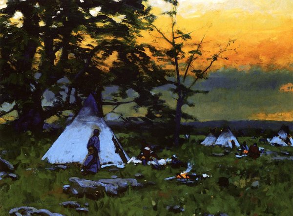 Main Product Photo of Indian Encampment, Montana Painting by William Gilbert Gaul