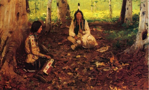 Main Product Photo of Smoking in the Calumet Painting by William Gilbert Gaul