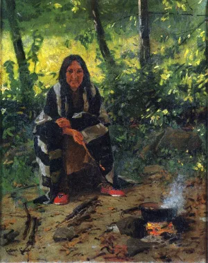 Tending the Fire by William Gilbert Gaul - Oil Painting Reproduction