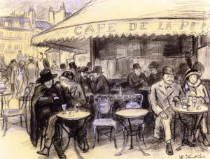 A Cafe de la Paix painting by William Glackens