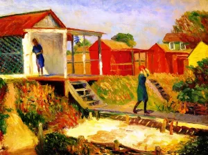 At the Beach, Bellport also known as The Boardwalk by William Glackens Oil Painting