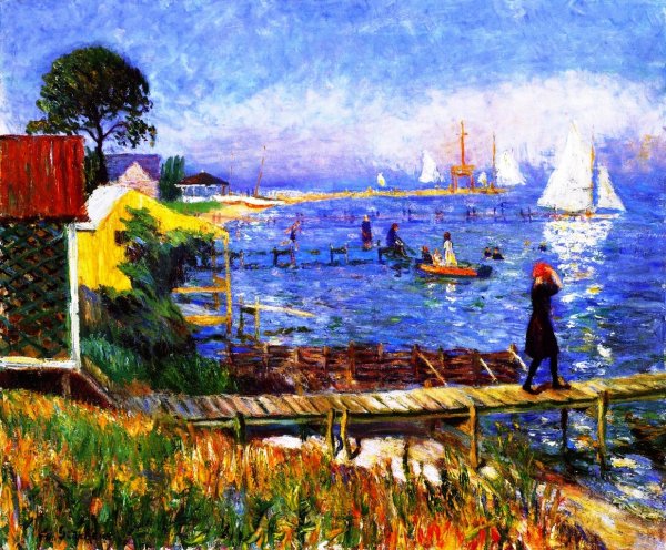 Main Product Photo of Bathers at Bellport Painting by William Glackens