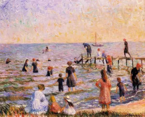 Bathing at Bellport, Long Island Oil painting by William Glackens