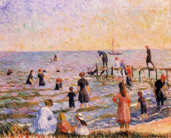 Main Product Photo of Bathing at Bellport, Long Island Painting by William Glackens
