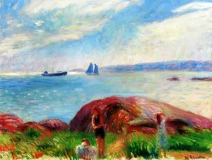 Bathing near the Bay Oil painting by William Glackens