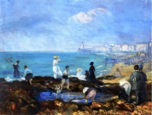 Beach at Dieppe by William Glackens Oil Painting