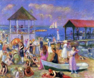 Beach Scene, New London by William Glackens - Oil Painting Reproduction