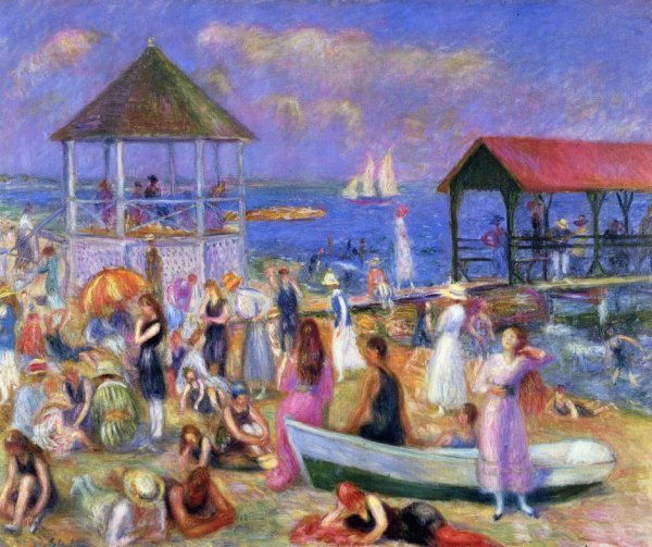 Main Product Photo of Beach Scene, New London Painting by William Glackens