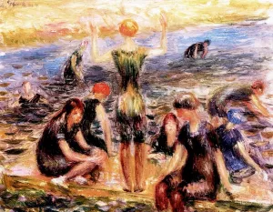 Beach Scene by William Glackens - Oil Painting Reproduction