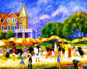 Beach Umbrellas at a Blue Point by William Glackens - Oil Painting Reproduction