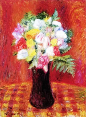 Bouquet in Purple Vase by William Glackens - Oil Painting Reproduction
