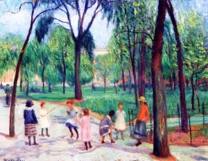 Children in Washington Square by William Glackens - Oil Painting Reproduction