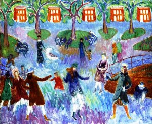 Children - Washington Square Park Oil painting by William Glackens