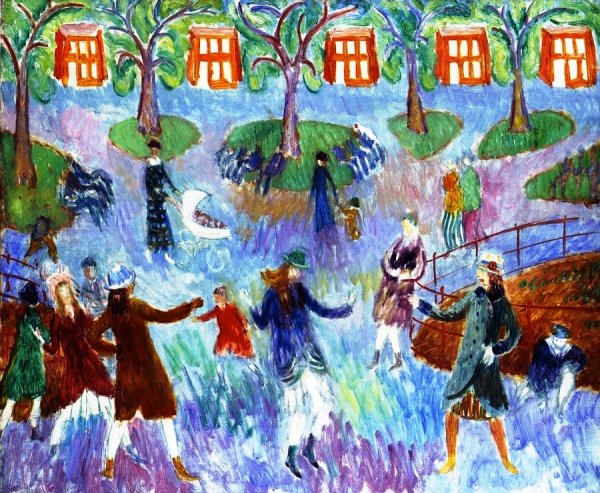 Children - Washington Square Park by William Glackens - Hand-Painted Oil Painting Reproduction