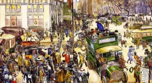 Christmas Shoppers, Madison Square Oil Painting by William Glackens - Bestsellers