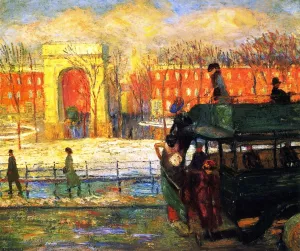 Descending from the Bus by William Glackens Oil Painting