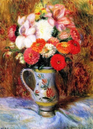 Flowers in a Quimper Pitcher by William Glackens - Oil Painting Reproduction