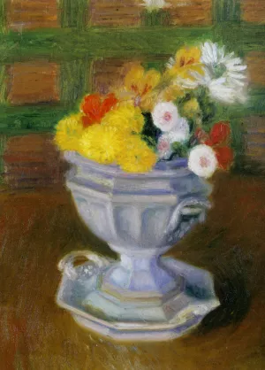 Flowers in an Ironstone Urn Oil painting by William Glackens