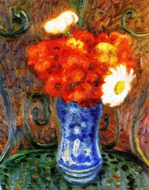 Flowers on a Garden Chair Oil painting by William Glackens
