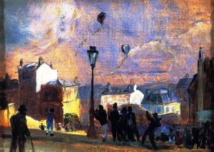 Flying Kites, Montmartre Study by William Glackens Oil Painting