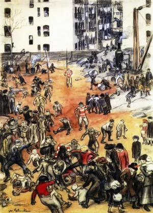 For the Championship of the Back-Lot League also known as A Football Game by William Glackens - Oil Painting Reproduction
